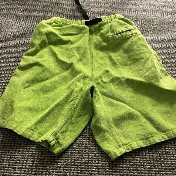 VTG Gramicci Belted Hemp Shorts Medium Lime / Neon Green NICE Made In USA - Picture 2 of 4